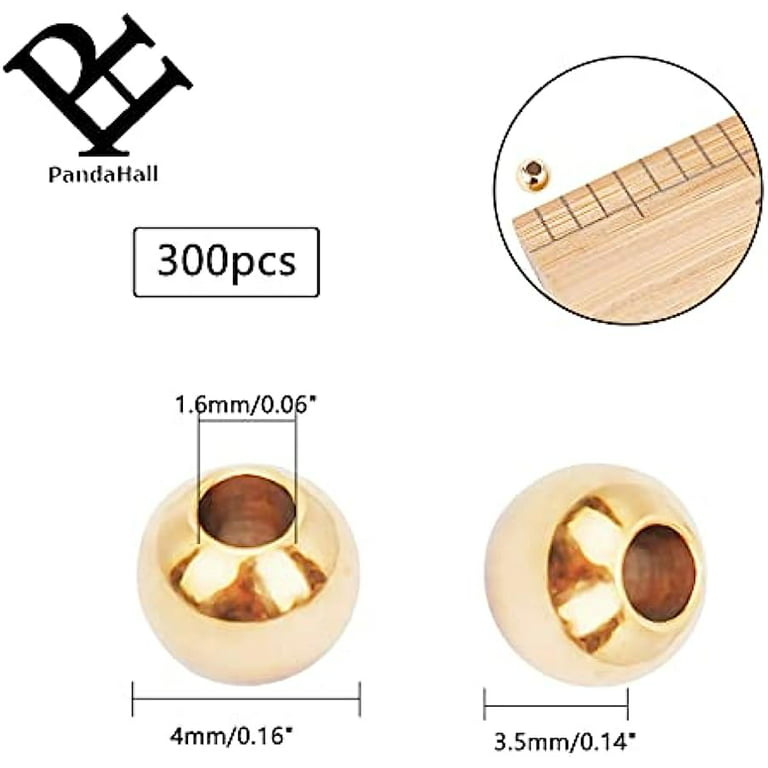 500pcs 18K Gold Filled Spacer Beads,Durable Beads That Do Not Fade Easily Smooth Round Beads Seamless Ball Beads Brass Loose Beads Metal Beads for