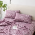thumbnail image 3 of Spirit Linen Home - Full Microfiber Foliage Lilac/White Sheet Set, 3 of 8