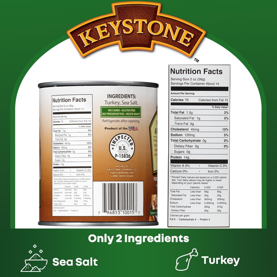 (12 Pack) Keystone All Natural Turkey 28 oz Can ✅ Emergency Survival Food For Camping Hiking and Backpacking Ready to Eat- Pack of 12 Cans ✅
