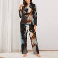 thumbnail image 2 of Logiee Playful Smile Cute Dog Print Womens Pajamas Set,Long Sleeve Sleepwear,Button Down Lounge Set 2 Pieces,Soft Nightwear Pjs Set-Medium, 2 of 7