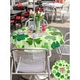thumbnail image 4 of Happy St. Patrick's Day Outdoor Tablecloth - 60 Inch Round Dining Table Cover, Spring Lucky Shamrock Cloud Green Waterproof Outdoor Table Cloth with Umbrella Hole & Zipper for Picnic/Patio/Party, 4 of 7
