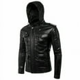 thumbnail image 2 of Noora Mens Hooded Leather Jacket Black Fitted Stylish Sports Real Black Color Leather Jacket WA530, 2 of 10