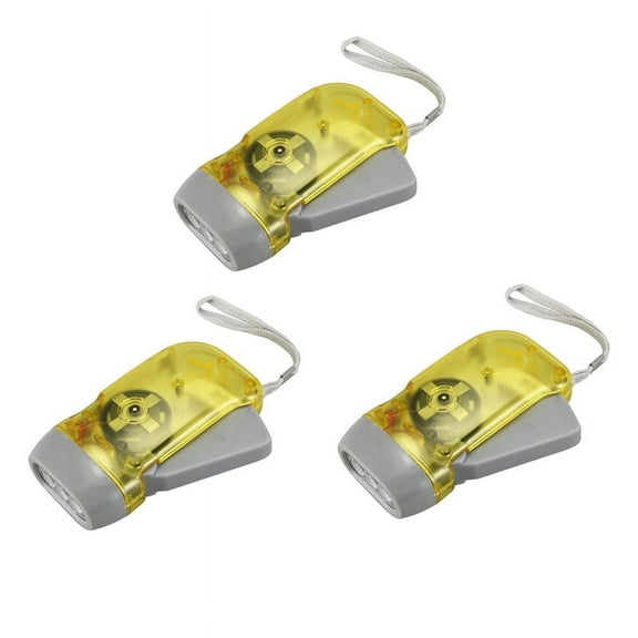 3X 3 LED Dynamo Wind Up Flashlight Hand Press Crank Camping