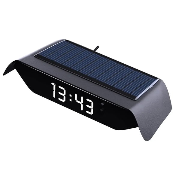 BIBABLYKE Solar Powered Car Clock Noctilucence Electronic Dashboard Timepiece with Temperature Date Display for Auto Enthusiasts