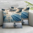 thumbnail image 3 of Orinice Sailboat Ocean Sunbeams Graphic Decorative Cushion Throw Pillow Cover for Home Couch Living Room Bed Sofa Summer Square 1PC 18x18in, 3 of 5