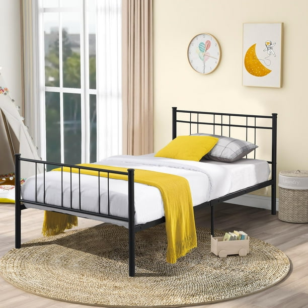 Seventh Metal Single Bed Frame Twin Frames With Headboard And Footboard Heavy Duty Standard Steel Platform For Kids Boys Girls No Box Spring Needed Black J2340 Com Seventh Metal Single Bed Frame, Queen Metal Bed Frame With Headboard No Footboard