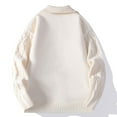 thumbnail image 5 of Mens Sweater Cardigan with Pockets Zip-up/Button-up Cable Knit Jackets Lapel Long Sleeve Loose Casual Outerwear (2XL, Beige), 5 of 7