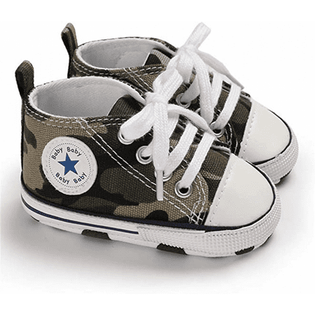 

Wish Baby Girls Boys Canvas Sneakers Soft Sole High-Top Ankle Infant First Walkers Crib Shoes---Army Green （12cm） S502