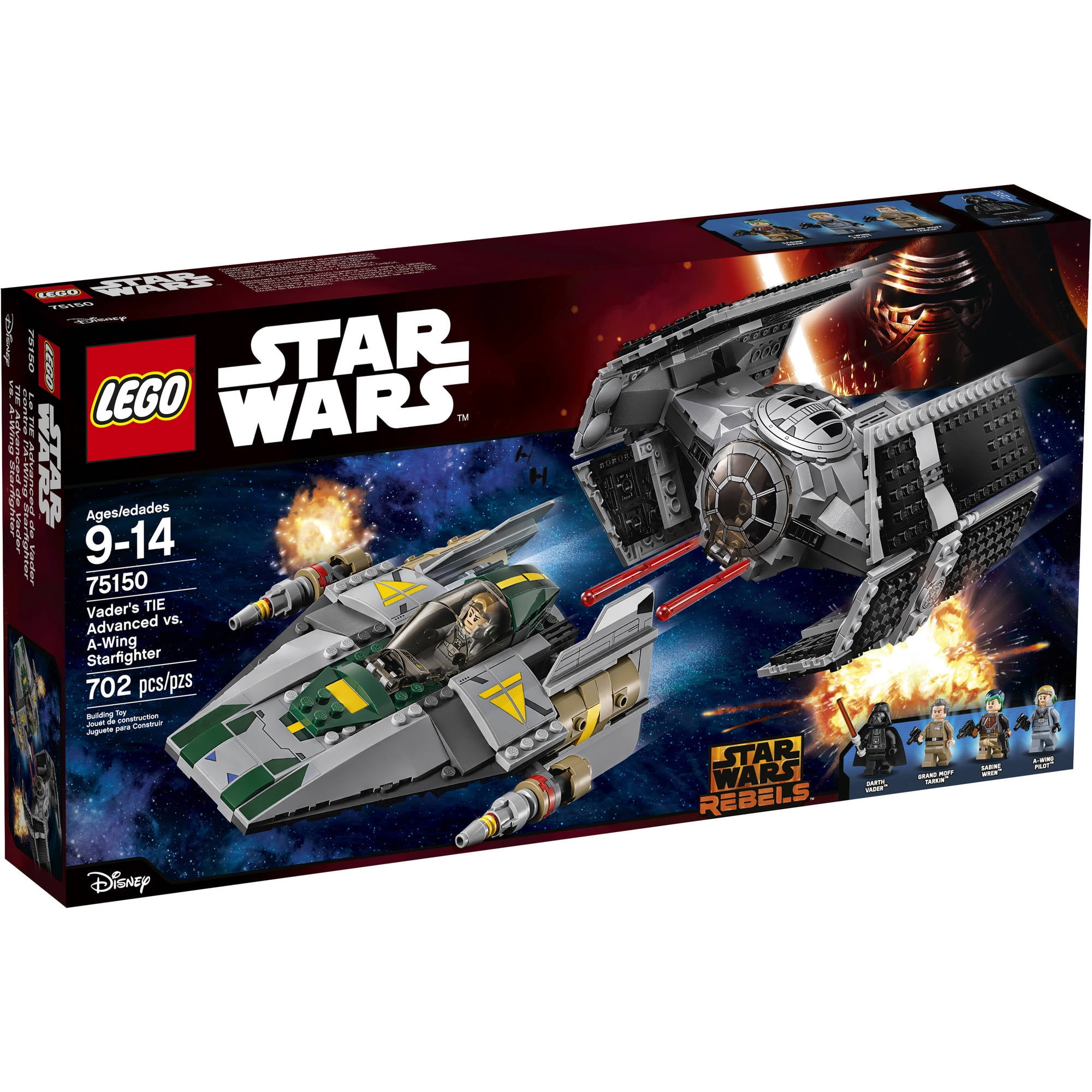 LEGO Star Wars Vader's TIE Advanced vs. A-Wing Starfighter 75150 - Walmart.com