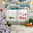 thumbnail image 5 of Turquoise Brown Ombre Curtain Valances for Windows, Kitchen Valance Window Treatments Panel 2 Pack, Modern Geometric Moire Abstract Art Rod Pocket Short Curtains for Bathroom Bedroom 54 x 18 Inch, 5 of 8