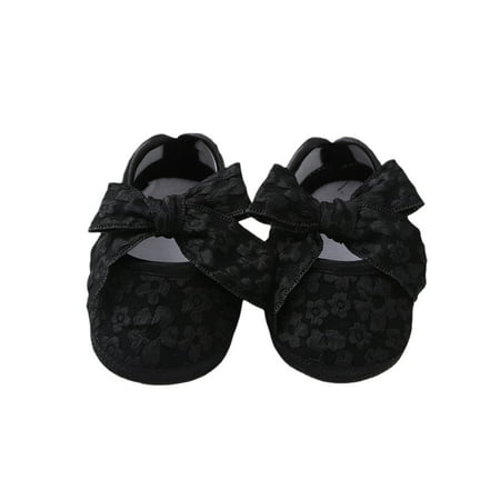 Loliuicca Baby Girl Floral Bow Flats Soft Soles Elegant Princess Dress Shoes