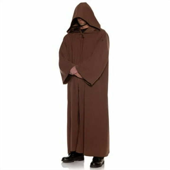 UNDERWRAPS Men's Brown Hooded Cloak - Adult Hooded Cape for Men, Halloween Horror Costume, Monk Robe Costume, Scary Vampire Cloak, Mens Robe