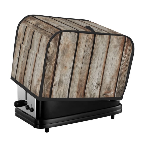 Toaster Cover For 2 Or 4 Slice, Two Or Four Slice Toaster Hood Dust-Proof Cover For Home Kitchen Washable Small Appliance Old Wooden Board Vintage