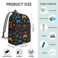 thumbnail image 5 of Game Controller Black Pattern Backpack for School, Cute School Bag with Adjustable Shoulder Straps and Padded Back, 15.7"x11.8"x5.5", 5 of 5