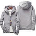 thumbnail image 2 of Sewkxo Mens Windbreaker Jackets Packable Waterproof Zipper Long Sleeve Hooded Travel Lightweight Coats,Gray XL, 2 of 3