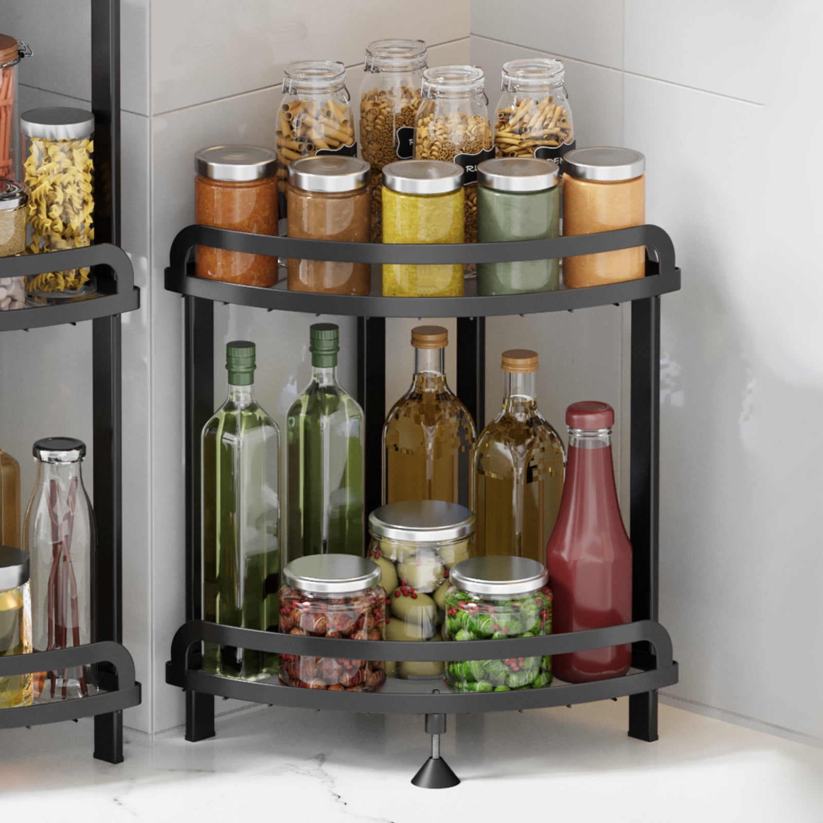 Amacok Corner Bathroom Counter Organizer Metal Bathroom Sink Organizer Countertop, Makeup Organizer for Vanity Storage Corner Skincare Organizers Bathroom Counter Shelf