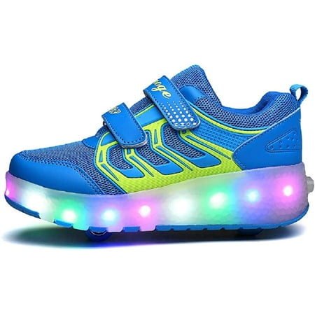 

YAZI Kids Roller Shoes Boy Sneakers with Wheels Become Girl Sport Sneaker with Led for Christmas Birthday Children Show Gift
