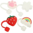 thumbnail image 1 of SHISUYAN 4 Pcs Embouts de Paille Créatifs Bouchons de Paille en Silicone Réutilisables, 1 of 9