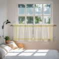 thumbnail image 4 of Yellow Grid Lines Tier Curtains 36 Inch Length, Modern Simple Stripes Texture Beige Cafe Short Curtains for Bathroom Over Sink, Small Kitchen Curtain Light Filtering Drapes 2 Panels 27.5"Wx36"L, 4 of 9