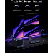 MINISFORUM N5 Air NAS with AMD Ryzen 7 255, 2X SODIMM DDR5-5600MHz, 64GB SSD, 1xHDMI+2xUSB4 Outputs, 5X HDD Slot, M.2 2230/2280/22110/U.2 Slots, 5GbE+10GbE LAN Port, RAID Support NAS