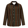 thumbnail image 5 of Lapel Collar Gingham Check Long Sleeve Button Up Shirt for Men Regular Fit Stretch Soft Fabric Wrinkle Free Business Work Casual Autumn Outdoor Outfits L, 5 of 6