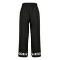 thumbnail image 6 of purcolt Womens Cotton Linen Pants Eyelet Hem Elastic Waist Palazzo Lounge Pants Straight Leg Summer Beach Trousers, 6 of 6