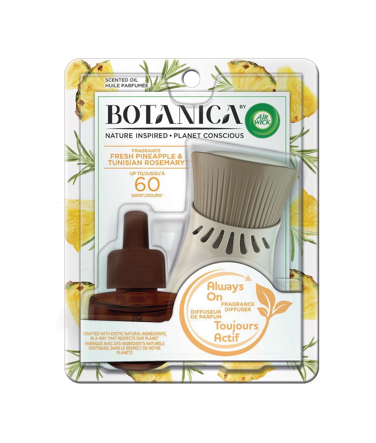Botanica by Air Wick, Scented Oil 1+1 Kit, Fragrance Fresh Pineapple & Tunisian Rosemary, 1 count