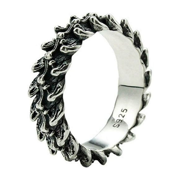 Moda Joyería Hombres Anillo Negro Retro Escala 925 Anillo de Plata para Hombres