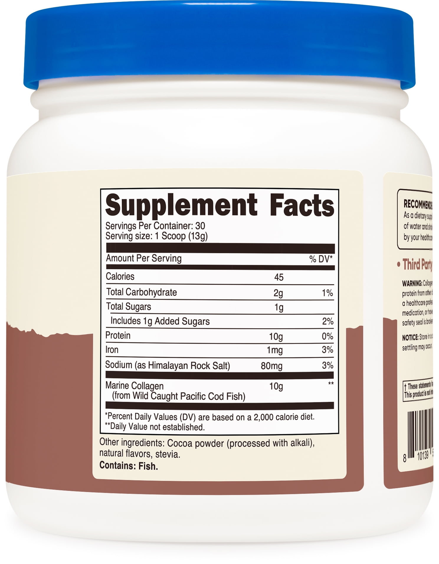 Nutricost Marine Collagen (Chocolate Flavor) 30 Servings - Collagen Supplement from Wild Caught Pacific Cod Fish