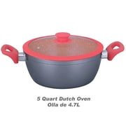 Royal Cook 7 Piece Heavy Aluminum Nonstick coating cookware set, with non-breakable see-through Glass cover Door, Red color, Gift Box