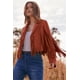 thumbnail image 4 of Abrigo PRETTYGARDEN para Mujer con Flecos, Cropped, Imitación Gamuza, Talla M, 4 of 9