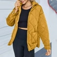thumbnail image 3 of FNFYFH Womens Diamond Quilted Jackets Casual Puffer Jacket Hooded Zip Up Winter Coat Solid Color Padded Coats with Pockets, 3 of 7