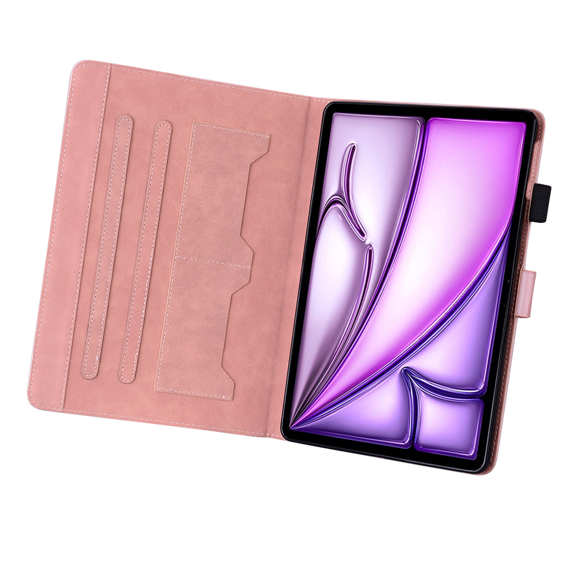Dteck Folio Case for iPad Air 13-inch (M3/M2) 2025/2024, Multi-Angle Viewing Protective Stand Cover with Pencil Holder & Card Holder,Pink