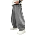 thumbnail image 2 of Nilvkv Girls Baggy Sweatpants, Girls Pants, Wide Leg Sweatpants in Solid Colors with Elastic Waist and Side Pockets for Casual Fall Days Gray 5-6 Years, 2 of 6