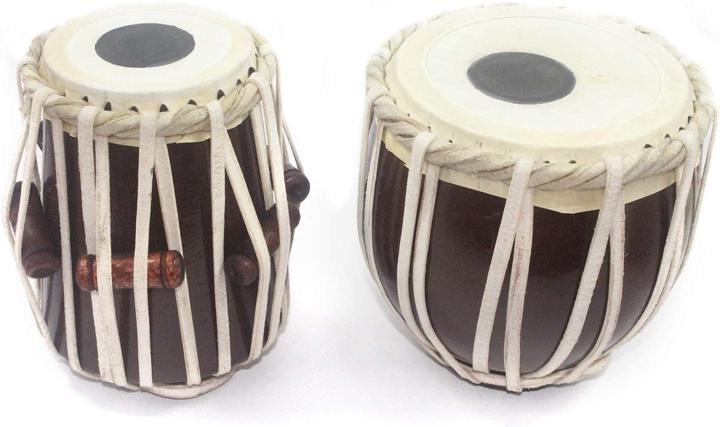 India Meets India Handicraft Miniature Musical Instrumental Set - Clarinet 8.5" and Tabla Drum 7" [Mango Wood - BROWN & YELLOW] - for 5-6 yrs Kids/Home Décor-Best Gift Made By Awarded Indian Artisan