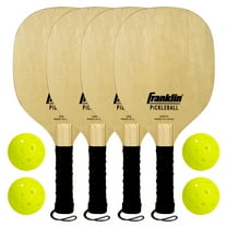 Franklin Sports 4 Player Pickleball Paddles Set - 4 Wood Paddles   4 Outdoor Balls