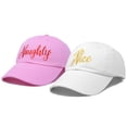 thumbnail image 4 of DALIX Naughty n Nice Christmas Hat Set Womens Matching Embroidered Cap in Pink White, 4 of 7