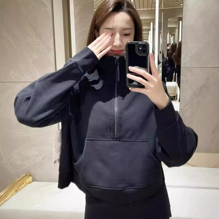 NEWCE Lulu Yoga Suit Scuba Women s Looser Chimney Collar Sweatshirt Half Zipper Collar Coat Autumn and Winter Walmart