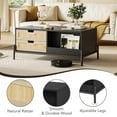 thumbnail image 6 of Coffee Table with Led Lights, Rattan Modern Coffee Table with 4 Storage Drawers, Wood Farmhouse Coffee Table for Living Room, Apartment, Office, 6 of 9