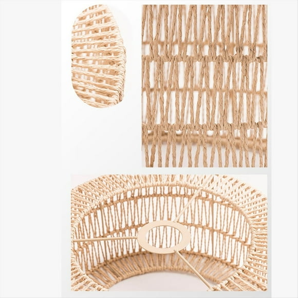 Pantalla de Cuerda de Papel para Lámpara de Techo, Pantalla de Lámpara de Araña Estilo Bohemio, Protector de Bombilla para Restaurante, Cafetería, Sala de Estar, 30 X 15 cm