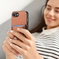 thumbnail image 4 of Case for iPhone 16e Back Wallet Case, Carbon Fiber PU Leather Case with Card Holder Slots Hidden Stand Protective Phone Cover Compatible for iPhone 16e, Brown, 4 of 10