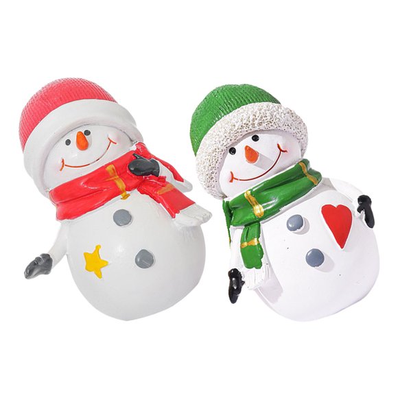Raindrops 2Pcs Small Resin Snowman Figurines Assorted Color Christmas Holiday Decor