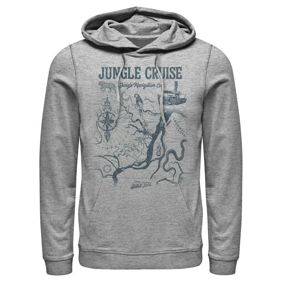 Men's Jungle Cruise Map of the Jungle Pull Over Hoodie Athletic Heather Small