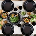 thumbnail image 3 of 32Pcs Wheat Straw Dinnerware Sets, Service for 8, Includes Plates & Bowls, Black Plastic, Microwave & Dishwasher Safe, Durable Party Tableware, Ideal for Valentine's Day, 3 of 10