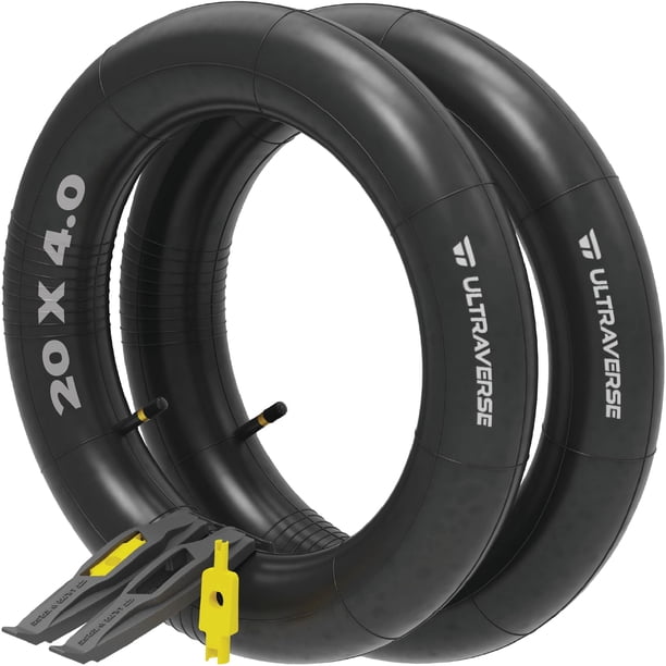 Ultraverse Juego de cámaras de aire de 20 x 4.0 con válvula Schrader - Ideal para bicicletas de montaña y bicicletas eléctricas con neumáticos gruesos de 20 pulgadas - Rendimiento duradero y confiable