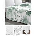 thumbnail image 6 of Sage Green Flower California King Size Flat Sheet, Wrinkleproof & Fadeproof Cooling Flat Bed Sheet Only, Vintage Rose Floral Botanical Leaf Breathable Soft Bedding Top Sheets 108 x 98 Inches, 6 of 8