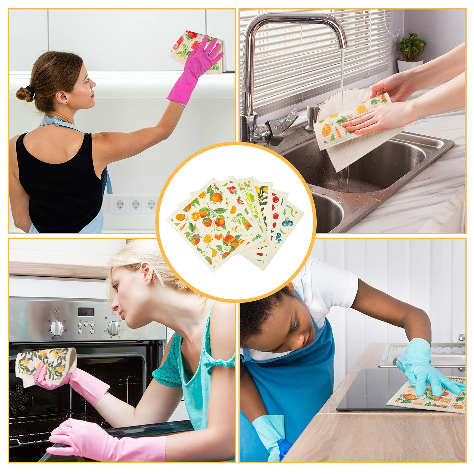 6Pcs Swedish Dishcloths for Kitchen Boho Geometric Reusable Dish Towels  Absorben