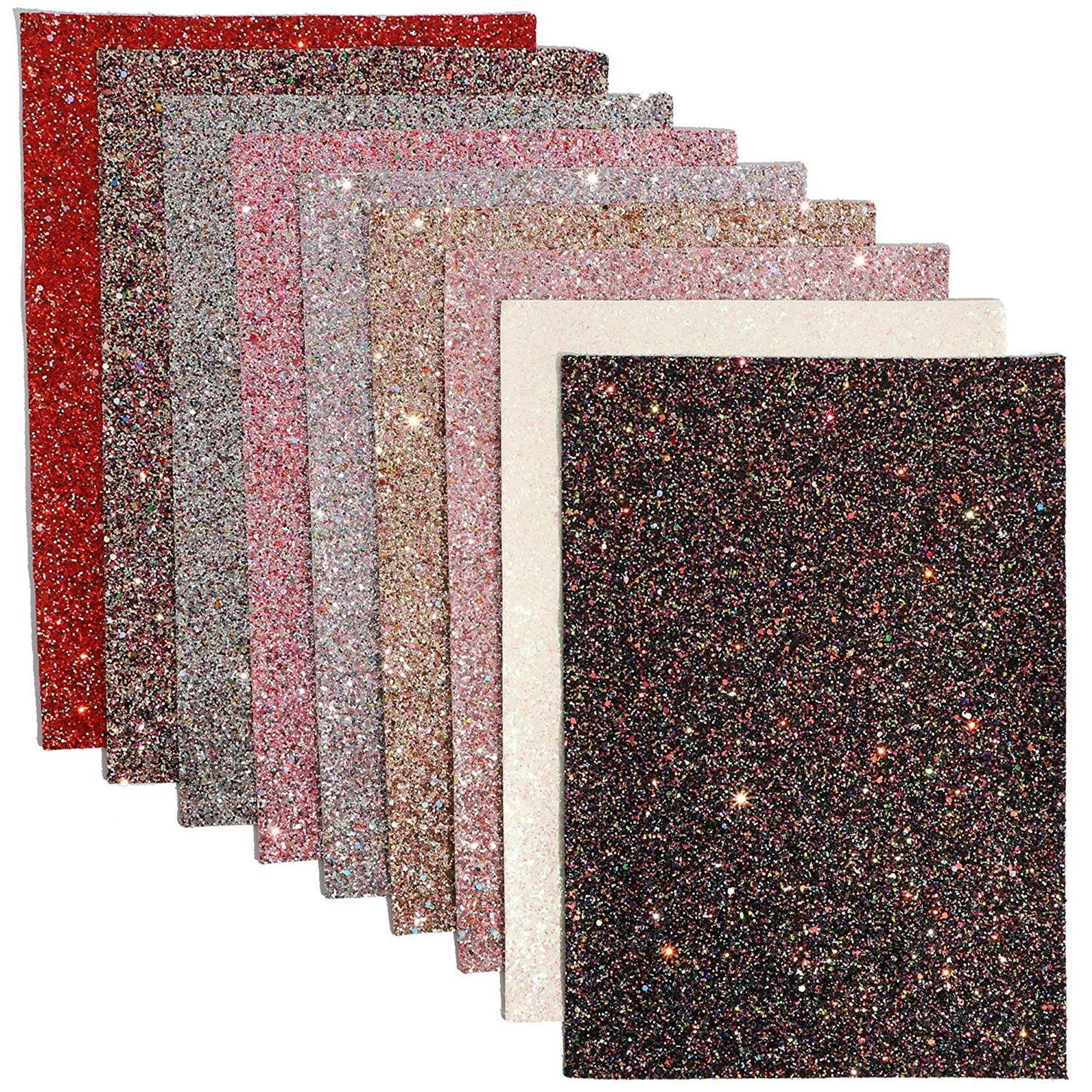 9 Count Glitter Fabric Sheets, 9 x 13 inches SingleSided Shiny