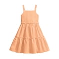 thumbnail image 3 of ASEIDFNSA Girls Sleeveless Ruffle Dress with Tiered Hem Smocked Bodice and A Line Fit (Orange,7-8 Years), 3 of 3