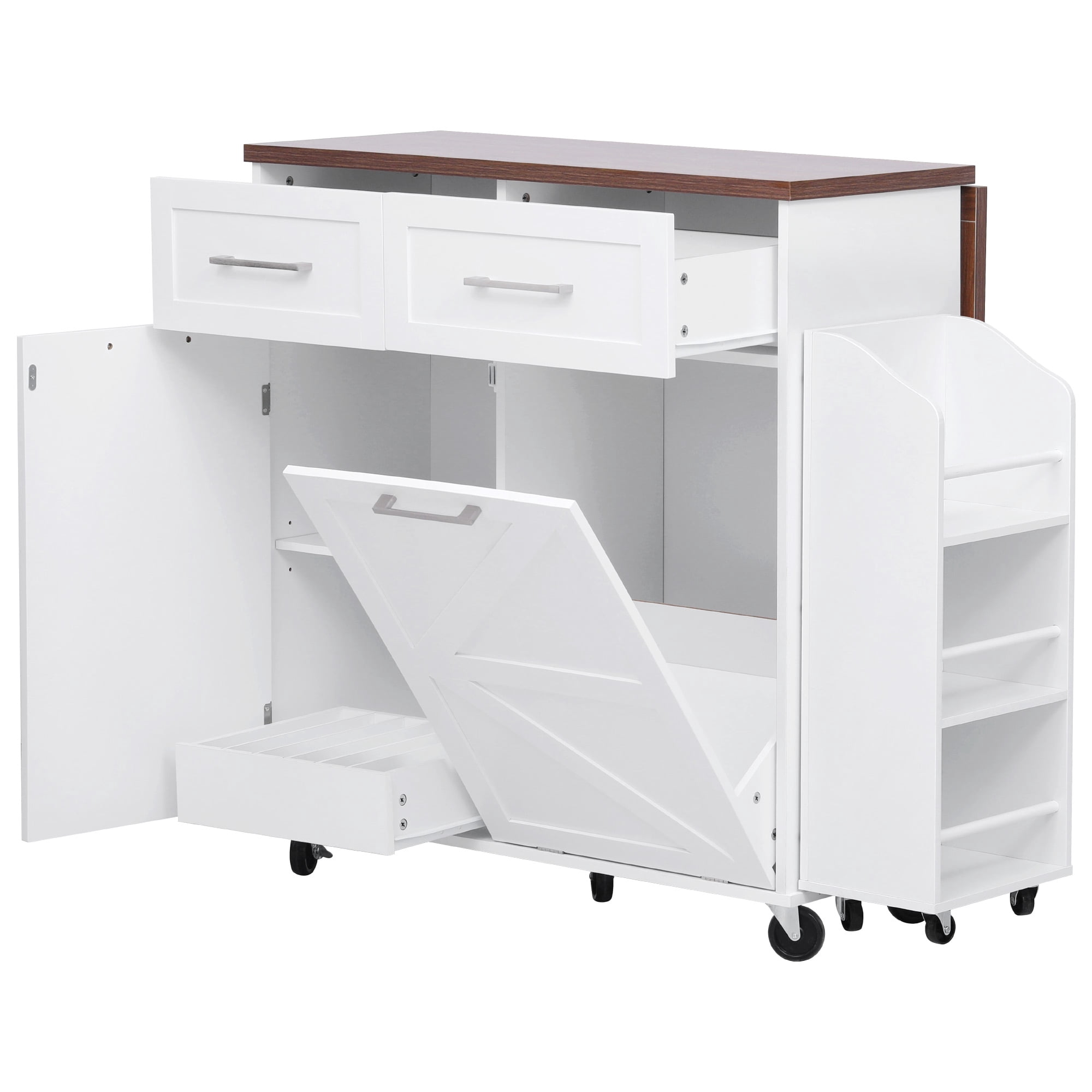 Homy Casa Multi-Function Rolling Utility Cart with Large Storage, Tilt-Out Trash Bin, Adjustable Shelves